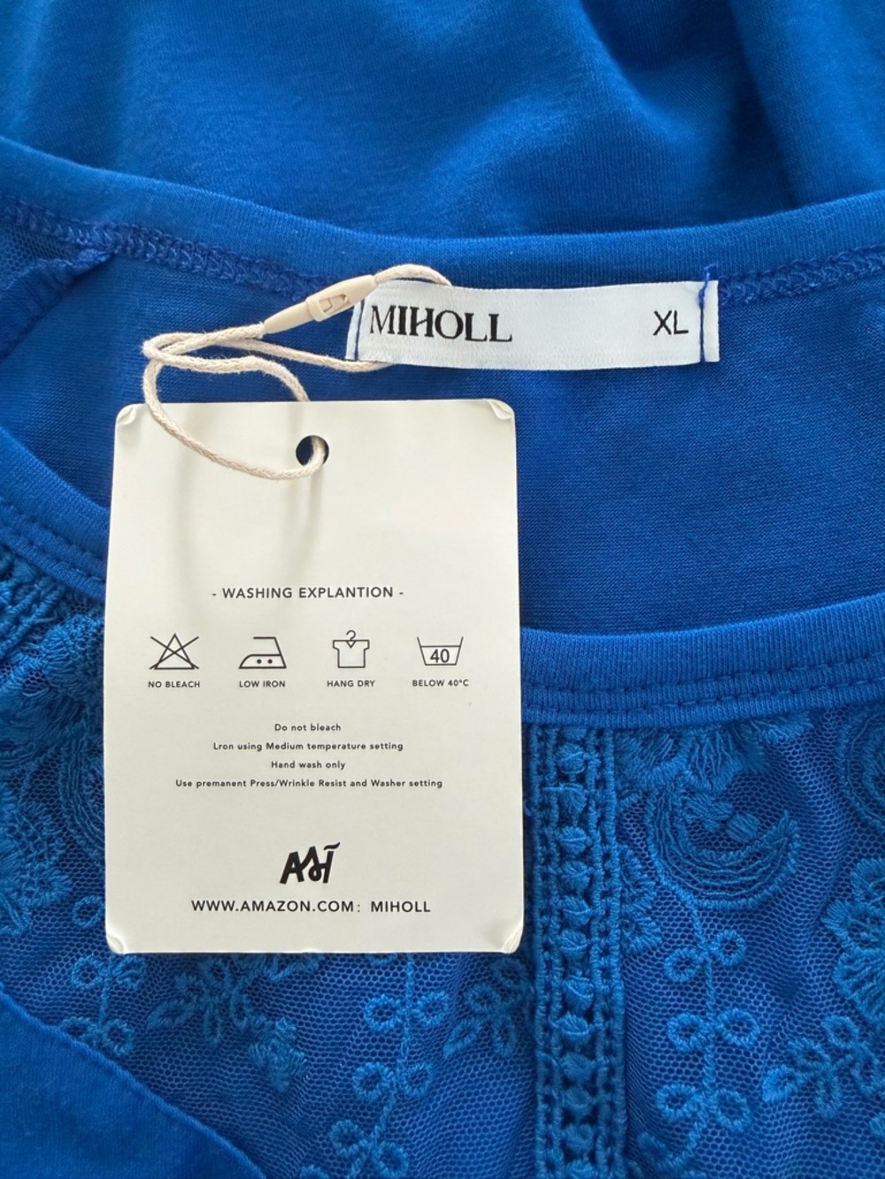 NWT Miholl Lace Scalloped Edge Cap-Sleeve Top in Royal Blue, XL - Picture 6 of 8
